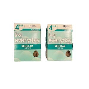 Leggs Everyday Regular Pantyhose Size B Nude‎ Lot 2 Box 4 Pair In Box Sheer Toe
